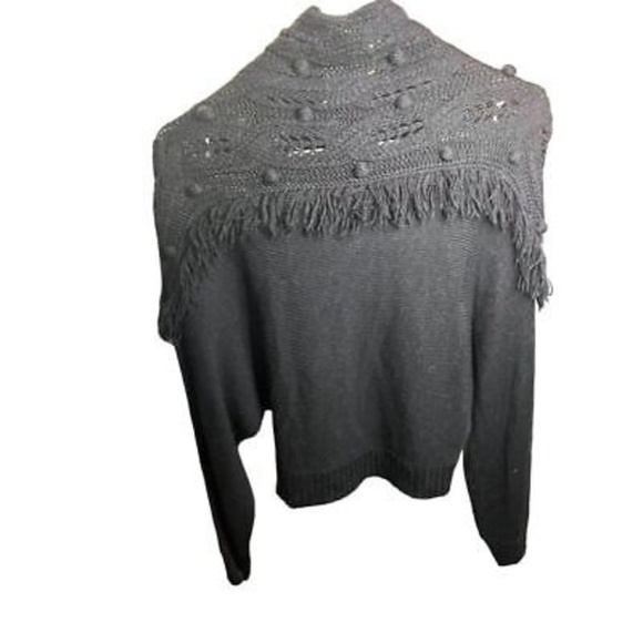 Rachel Zoe Women's XS Black Pullover Sweater Mock Neck Fringe Detail - Picture 4 of 16